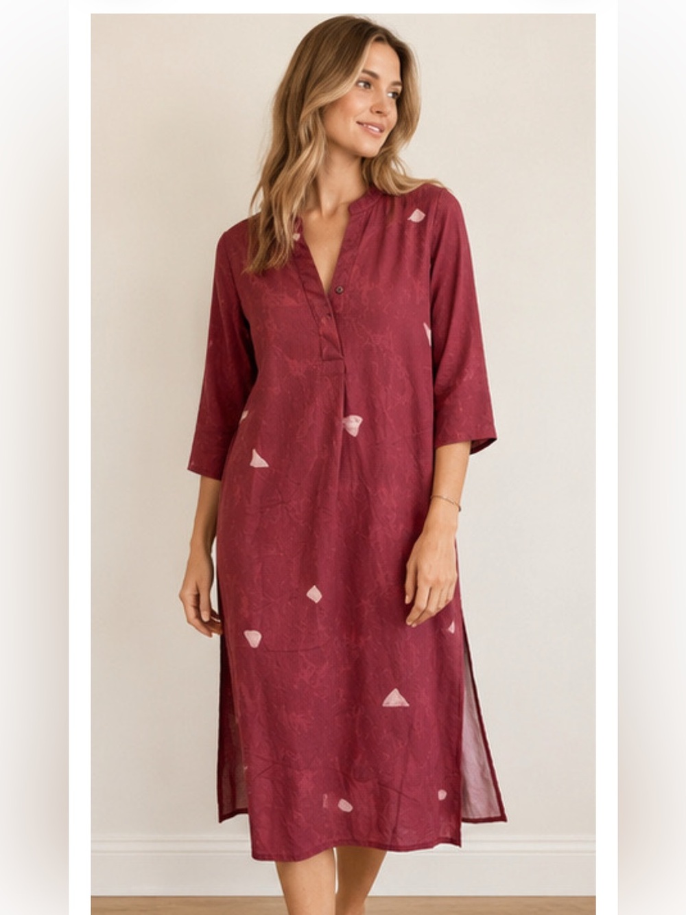 Rujuta Sheth Burgundy Tunic Dress, Size Small